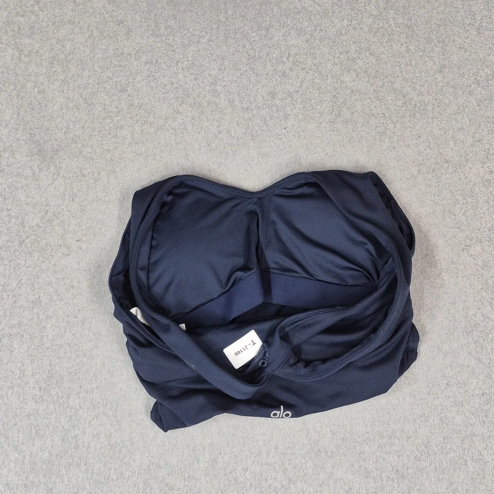 Alo Women Activewear Bra Medium Navy Wireless Racerback Crop Tank Shelf Bra